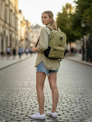 Image of The House of tara Canvas Laptop Backpack for Men & Women 18 Liters | Casual Bag with Waterproof Inner Lining & Laptop Compartment (fits up to 15.6 Inch) | Suitable for College & Travel (Beige)