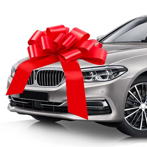 Laço XXL vermelho Kievano (58 cm) com ventosas e autocolantes, decoração perfeita para presentes de carro, casamentos, aniversário, Natal