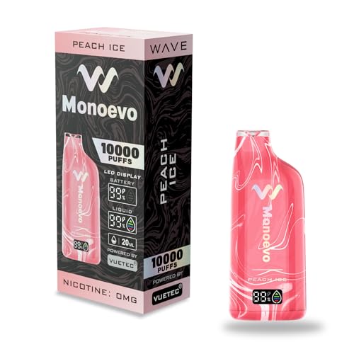 Monoevo VAPE 爆煙 濃厚な味わい 爽やかな吸い心地 使い捨てvape 電子タバコ 大容量 ニコチン タール無し 禁煙サポート (ピーチアイス)