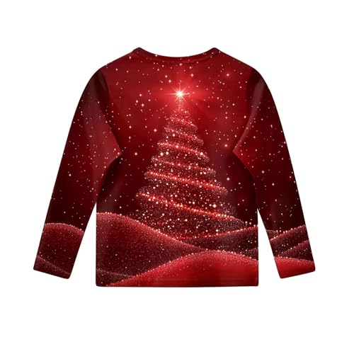 Girls Long Sleeve Shirts Children's Christmas Tree Printed Tees Kids Crewneck Basic T-Shirts ComfortSoft Tops2