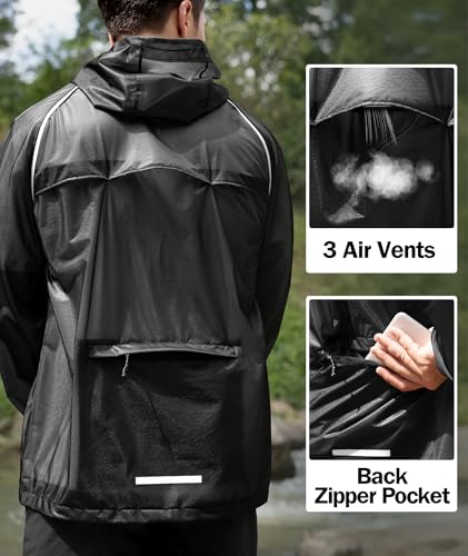 Image of SWISSWELL Mens Cycling Rain Jacket Waterproof Lightweight Windbreaker Jackets for Men Raincoat with Hood