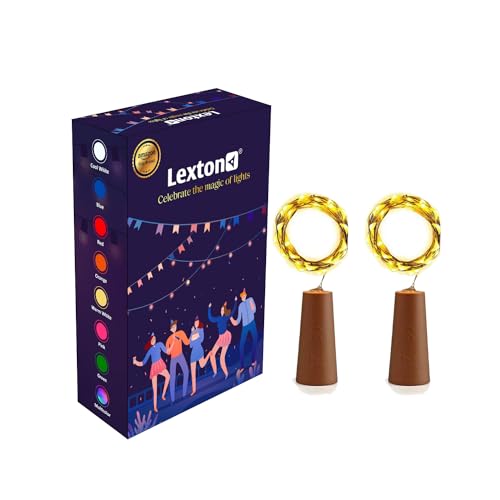 Lexton 20 LED 2 Meter Wine Bottle Cork Lights Copper Wire String Lights – Battery Operated (Battery Not Included) |for Indoor & Outdoor Decorations (Warm White, Pack Of 2), Standard (Lex-20led/2MCork) For Rs. 98 @ 67 %
