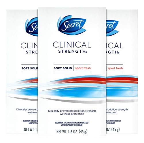 Secret Clinical Strength Antiperspirant and Deodorant for Women Soft Solid Sport Fresh 1.6 Ounces (Pack of 3)