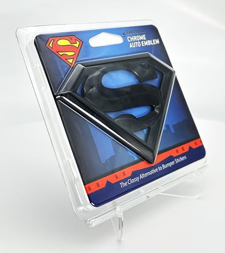 Image of Elektroplate Officially Licensed DC Comics Superman Black All Metal Emblem for Cars, Trucks, and All Auto | Universal Fit at 4.2 inch x 3.0 inch | Weatherproof