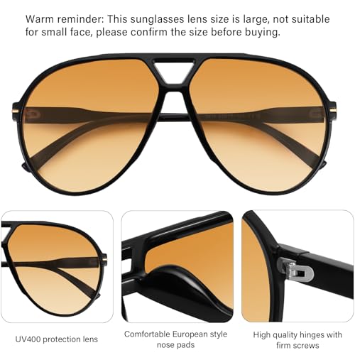 Oversized Aviator Retro Sunglasses for Women Men Trendy Classic 70s Vintage Style Sun Glasses 6
