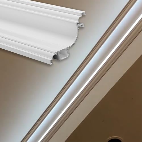 Moldura de Techo y canal de iluminación LED en aluminio de 1,5m con cubierta translúcida 2