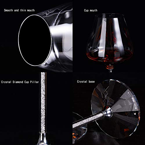 Hand Blown Lead-Free Red/White Wine Glass(Set of 2-18 Ounce) with Sparkling Crystal Filled Long Stem, Stemware Suitable for Bordeaux/Cabernet,Gifts for Wedding, Anniversary, Christmas