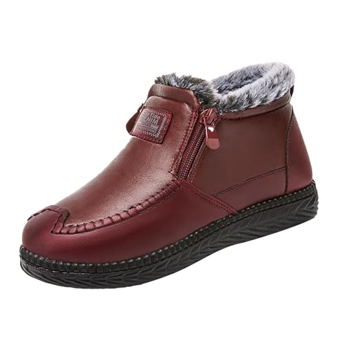 Generisch Botas de invierno para mujer, impermeables, botas de invierno, botas de piel sintética, botas ortopédicas, botas cortas de invierno, botas de entretiempo, rojo, 38 EU
