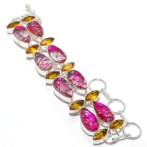 Bracelet en quartz rose et citrine Kashish ajustable pour poignets sensibles