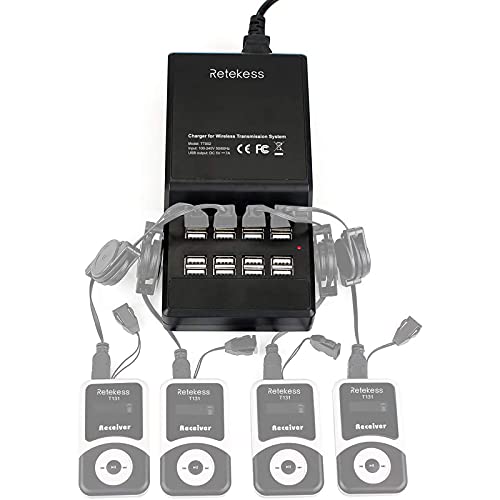 Retekess T130S Upgrade Wireless Tour Guide System, nueva versión T130, 49 canales, con estación de carga USB de 16 puertos (1 transmisor, 15 receptores) miniatura 5