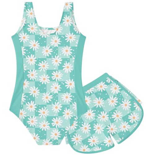 Image of TUONROAD Toddler Girls One Piece Swimsuit 2Pcs Bathing Suit Kids Swimwear with Short for 3-9