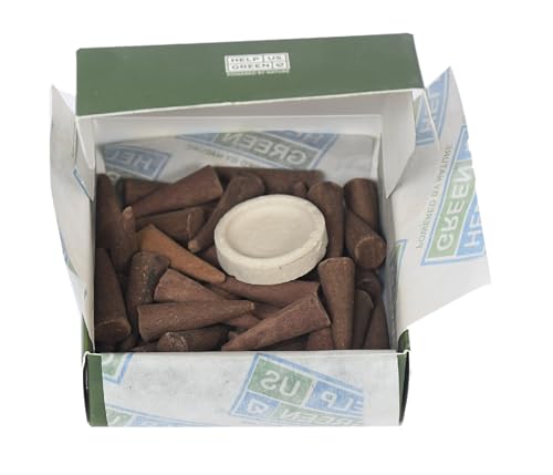 Image of Natural Incense Fragrance Lemon Grass and Nagchampa Dhoop Cones with Holder (80 pcs) | Havan for Pooja, Home & Festivals I Natural Guggal /Loban Original |Pack of 2 (40 Cones /Pack)