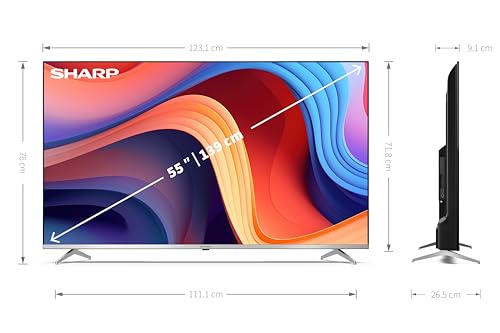 SHARP 55" 4K Ultra HD QLED Google TV Frameloos Quantum Dot HDR Dolby Vision Dolby Atmos HDMI 2.1 eARC - Afbeelding 6