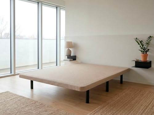 Koen Home Base tapizada 200 x 200 cm (Dúo) Beige - Patas 30 cm - Tejido 3D Antideslizante - Estructura Resistente - 100% Transpirable - Compatible con Cualquier colchón