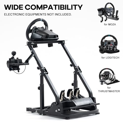 Image of Anman Racing Wheel Stand Pro Fit For Logitech G27 /G29 /G920 Fanatec Thrustmaster Adjustable Gaming Steering Wheel Shifter Mount Racing Simulator Cockpit Foldable Without Pedal & Steering Wheel-Desktop
