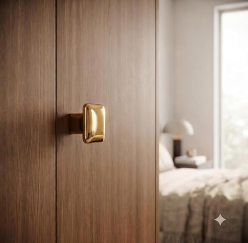 Image of JAGGER JAG401 Drawer Knobs for Home & Office - Durable and Elegant Stainless Steel Door Knob for Cabinets, Cupboards & Dressers (2, Gold (Square))