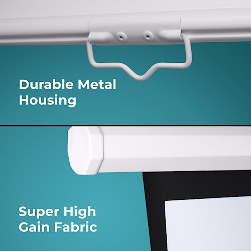 Image of ZEBRONICS PSH84A Manual Pull Down Projector Screen, 84 inches, Supports 4K, Matte Finish, 4:3 Aspect Ratio, High Gain Fabric,160º Wide Viewing Angle, Wall & Ceiling Mountable