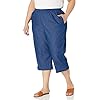 Alfred-Dunner-Womens-All-Around-Elastic-Waist-Denim-Missy-Capris-Pants-Jeans Alfred Dunner Women's All Around Elastic Waist Denim Missy Capris Pants Jeans, Black, 14