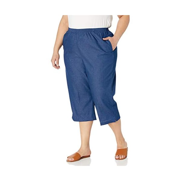 Alfred-Dunner-Womens-All-Around-Elastic-Waist-Denim-Missy-Capris-Pants-Jeans Alfred Dunner Women's All Around Elastic Waist Denim Missy Capris Pants Jeans, Black, 14