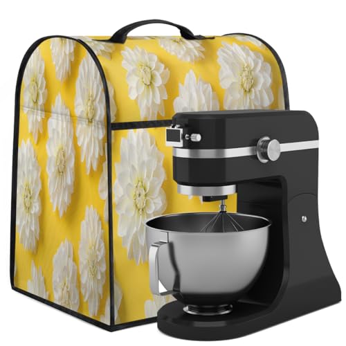Coffee Maker Cover Yellow Dahlia Kitchen Appliance Covers Small Appliance Covers Blender Cover Juicer Cover Dust Covers for Kitchen Appliances with Top Handle and Pockets,Washable,B349