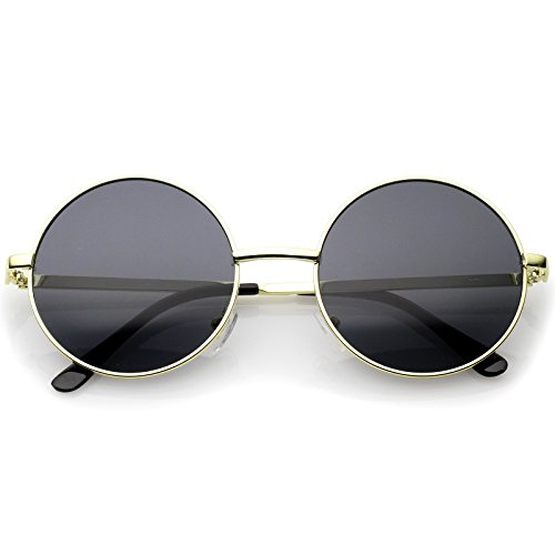zeroUV Retro Metal Frame Slim Temple Neutral-Colored Lens Round Sunglasses 51mm