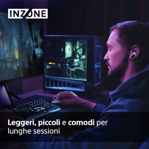 Inzone Buds - Auricolari da Gioco True Wireless, Suono Spaziale a 360°, Noise Cancelling, Microfono AI, Dongle a Bassa Latenza, Compatibile con PC e PS5 - Bianco - Cuffia gaming - Immagine 3