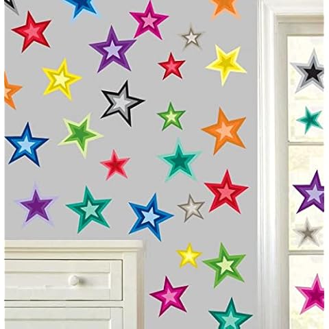 Bright Colourful Stars Wall Art Stickers Cover