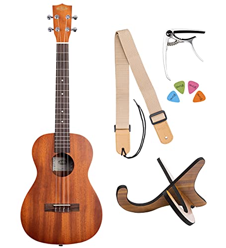Kala Makala Baritone Mahogany Ukulele (MK-B) with Rosewood Fretboard, Aquila Super Nylgut Strings, and Downloadable Kala App Bundle with Blucoil Ukulele Accessories Kit