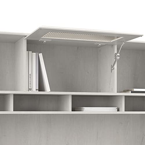 Bush Furniture Cabot L Shaped Computer Desk With Hutch, 60W, Linen White Oak #TOP6