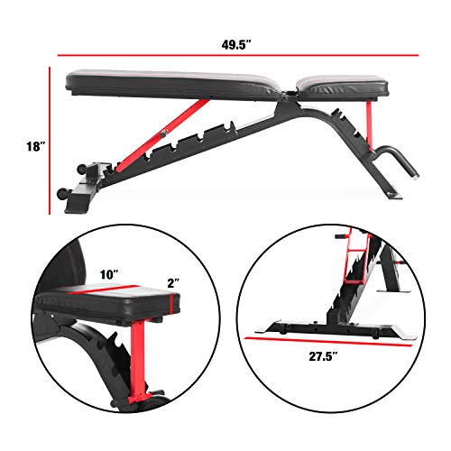 CAP Barbell Strength FID Workout Bench | Flat Incline Decline Positions, Black/Red - Home Fitness Guru CAP Barbell Strength FID Workout Bench | Flat Incline Decline Positions, Black/Red - Image 4