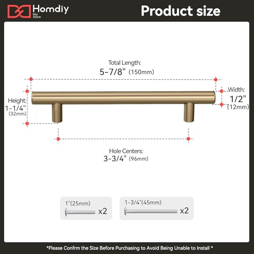 Image of homdiy 1Pack 3.75in Cabinet Handles Champagne Bronze Kitchen Cabinet Pulls Drawer Pulls for Dresser Drawers