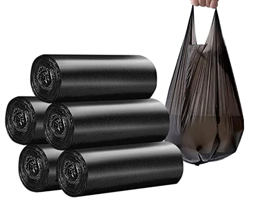 4 GALLON Bathroom Trash Bags Black, 10 Rolls/200 Counts Small HANDLES Garbage Bags for Office, Bathroom Wastebasket Waste Bin Black Portable Rubbish Bags (Black 200 Counts)