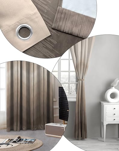 Image of Kivo Digital Print 85% Blackout Curtains for Long Door /Window, Thermal Insulated, Tie Back, Wider Width 50 in, Eyelet Curtains for Living Room /Bedroom(Chiku 9 ft Set of 1)