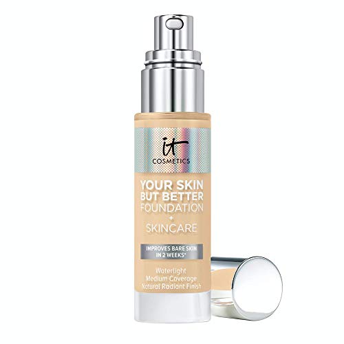 IT Cosmetics Your Skin But Better Foundation + Skincare, Light Warm 22.5 - Hydrating Coverage - Minimizes Pores & Imperfections, Natural Radiant Finish - With Hyaluronic Acid - 1.0 fl oz