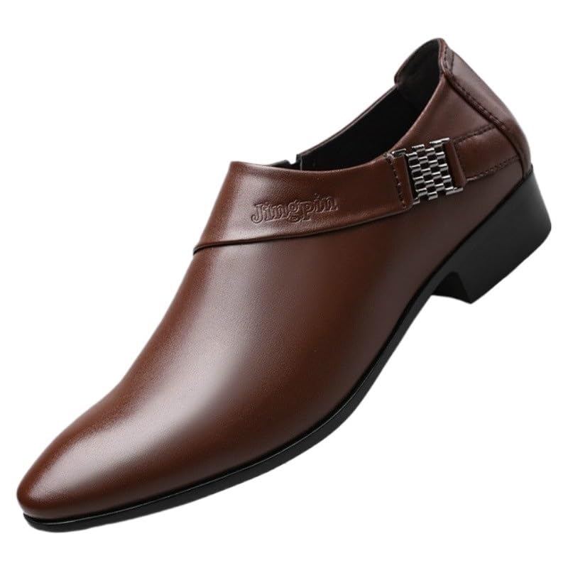 Men's Leather Platform Block Heel Oxfords Mens Business Casual Loafers Patent Leather Formal Oxford Slip On Dress Shoes