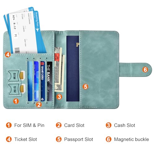Image of Eoehro Passport Holder for Travel Essentials, Passport Wallet Cover Case for Travel Must Haves Accessories,Passport Book Holders for Women and Men(light blue)