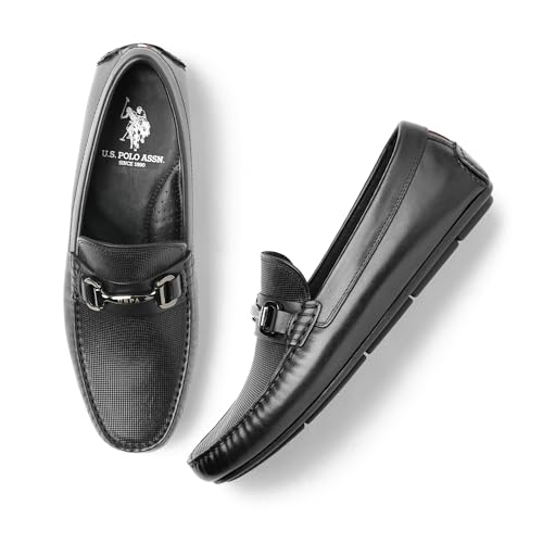 Image of U.S. Polo Assn. DOREH Men Black Driving Shoe-(UK8)(US9)(2FD24399Z01)