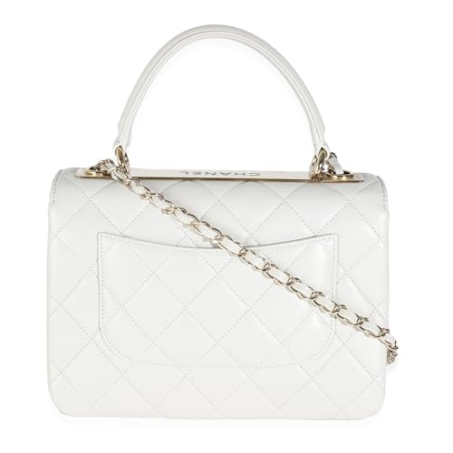 Pre-Loved Grey Quilted Lambskin Small Trendy CC Top Handle Flap Bag, Gray4