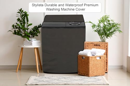 Image of Stylista Polyester Washing Machine Cover Compatible for Godrej 8 KG Semi-Automatic Top Loading WSEDGEULTS805.0DB2MCSGR, Military