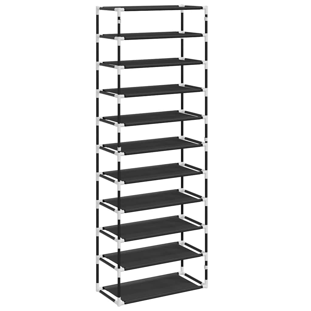 Schuhschrank Schwarz 60x30x166 cm Stoff Schuhregal mit 10 Fächern, platzsparend, stapelbar, Organizer für Flur, Diele, Garderobe, Aufbewahrung von Sneaker und Stiefel