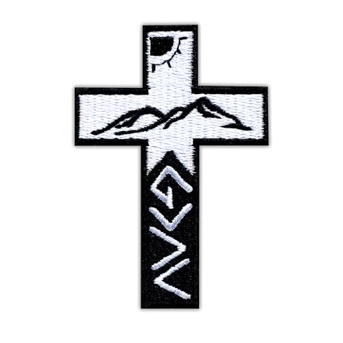 God is Greater Than The Highs And The Lows Cross Embroidered Patch Jesus Christian Religious Embroidery Patches Scripture Bible Verse Sew On Iron On Faith Patch For Clothes Backpacks Hats 3x2.1 Inches
