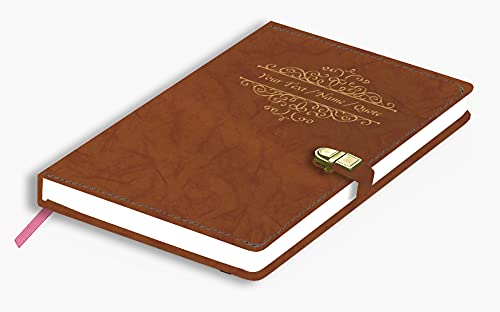 Image of Brown Cloud Personalized Abstract Matt Finish Leather Cover Notebook /Diary with Lock,UV Printed Customized Message /Quote /Name for Personal /Corporate Gift(NBLTHR019)(1)