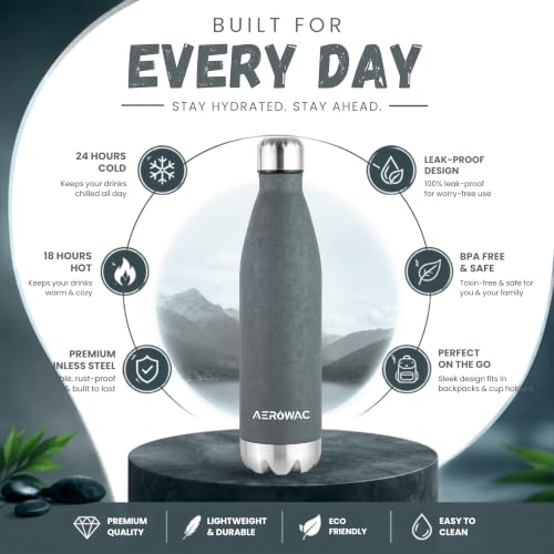 Image of 304 Stainless Steel Viva Insulated Flask 750ml | Hot & Cold 24 Hours | Double Wall, Lightweight, Leak Proof, BPA-Free Bottle | Ideal for Office, Gym, School & Travel (Dark Grey, Pack of 1)