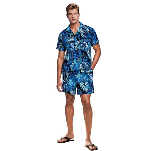 IFFEI Family Matching Outfits Short Sleeve Button Down Hawaiian Shirt and Short Sets for Men Women Kids with Pockets3