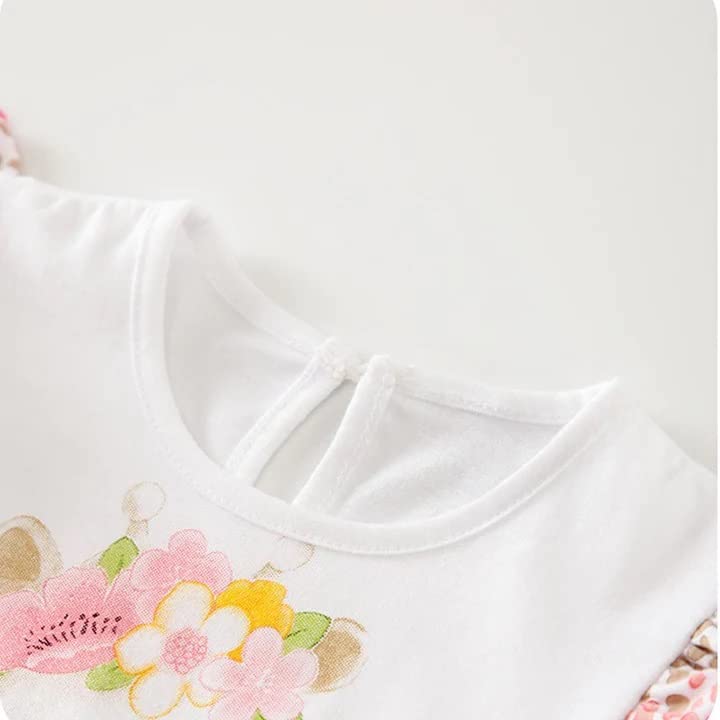 Cute Giraffe + Zebra With Floral Print Long Sleeve Baby Girl Clothes White Jumpsuit For Baby One-Piece Romper4