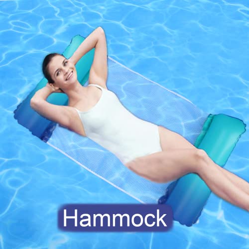 4 Pack Inflatable Pool Floats Adult Size Water Hammock, Pandorastar Multipurpose 4-In-1 Pool Floaties Lounge Chair Saddle Drifter Vacation Fun Water Rafts Toys For Swimming Pool Lake River Beach #TOP4