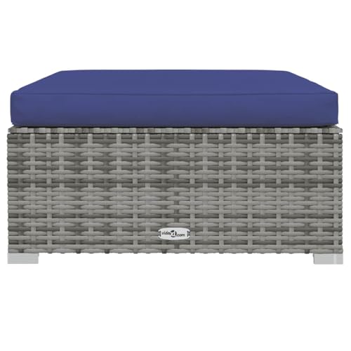 Taburete de jardín modular gris de poliratán con cojín de exterior 4