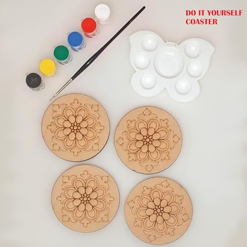 Image of MDF Coasters for DIY Art & Craft | Tea Coasters | for Resin Art | Pack of 12pcs, 2 Inch Round Shape | Wooden Brown Color
