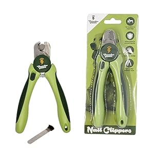 Professionelle Krallenschere für Hunde mit Schutz, Sicherheitsschloss und Nagelfeile (Mittel bis Groß, Grün)