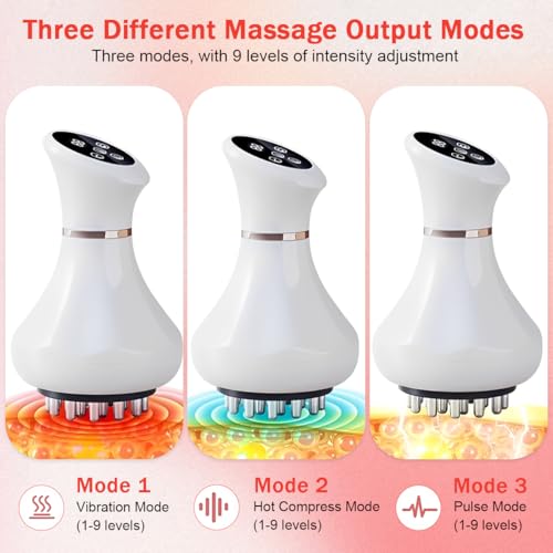 Image of HANNEA Electric Body Massager with Multi-Node Massage Head, 9 Level Switchable, EMS Micro Current Heating Massager for Neck, Back, Shoulder, Muscles, Stress Relief, Lymphatic Drainage, 9x15cm